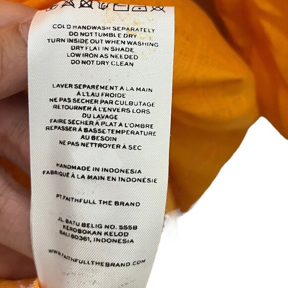 Faithfull La Mia Maxi Dress Women’s Size 4 Orange Tie Front Puff Sleeve Cut Out - Picture 9 of 14